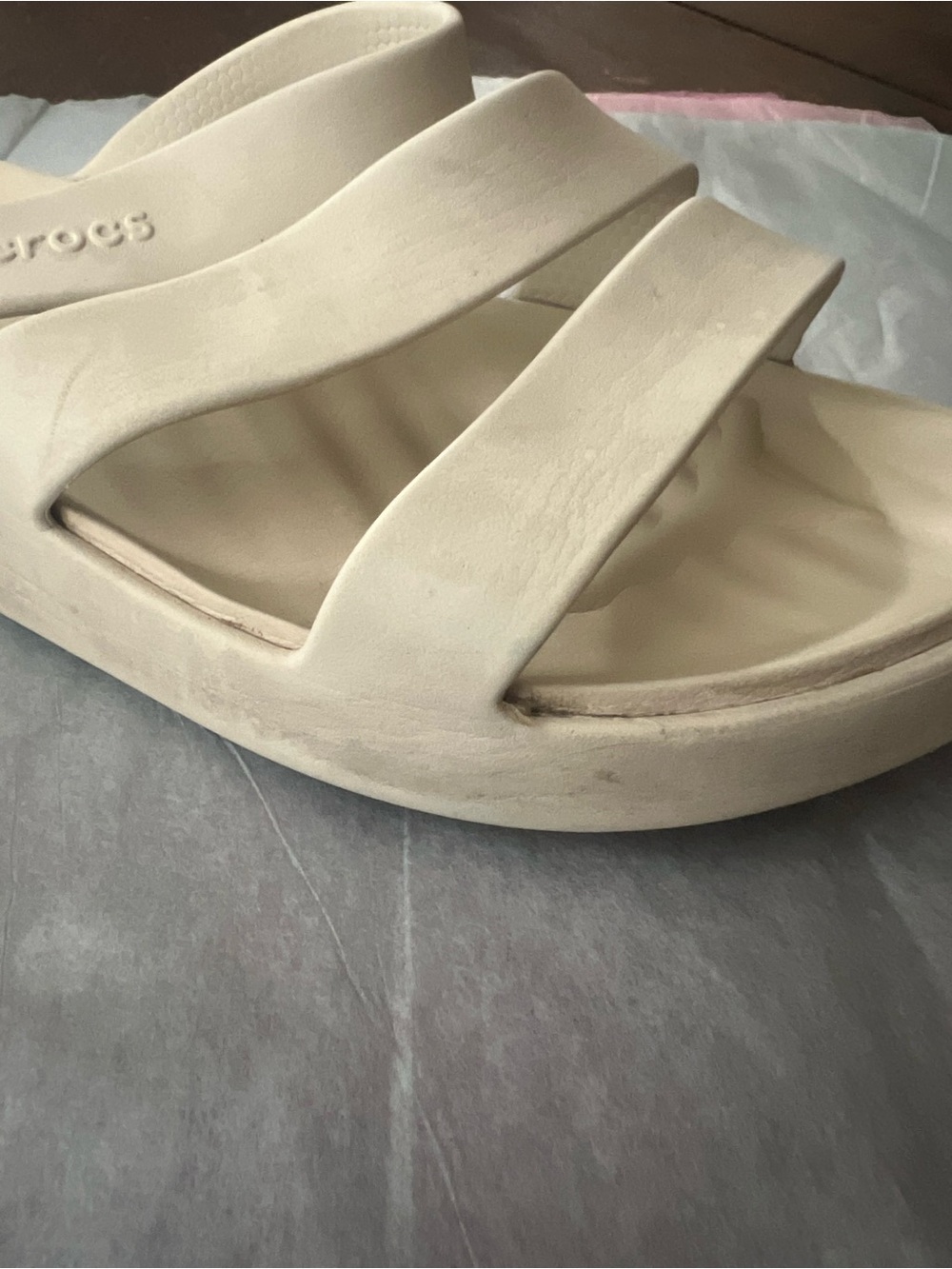 CROCS Women's Getaway Strappy Slide Sandal - Cream